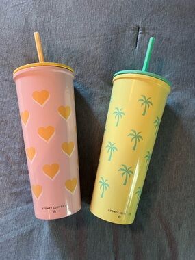 Pink Heart Stainless Tumbler with Straw